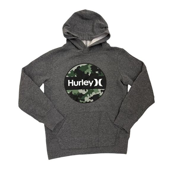 Hurley Sweatshirt Gray Camo Pullover Hoodie Size Youth 7/8 - Picture 1 of 2